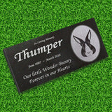 Personalized Rabbit Memorial - Granite Stone Pet Grave Marker - 6x12 - Thumper