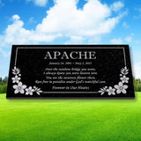 Personalized Cat or Dog Memorial - Granite Stone Pet Grave Marker - 6x12 - Apache