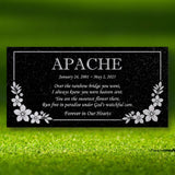 Personalized Cat or Dog Memorial - Granite Stone Pet Grave Marker - 6x12 - Apache