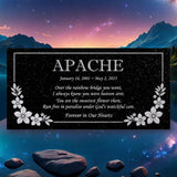 Personalized Cat or Dog Memorial - Granite Stone Pet Grave Marker - 6x12 - Apache