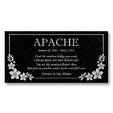 Personalized Cat or Dog Memorial - Granite Stone Pet Grave Marker - 6x12 - Apache