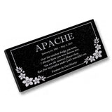 Personalized Cat or Dog Memorial - Granite Stone Pet Grave Marker - 6x12 - Apache