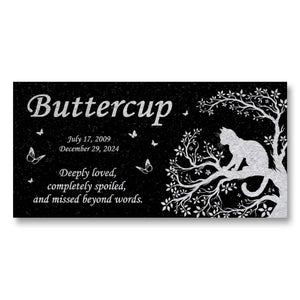 Personalized Cat Memorial - Granite Stone Pet Grave Marker - 6x12 - Buttercup