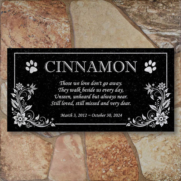 Personalized Cat Memorial - Granite Stone Pet Grave Marker - 6x12 - Cinnamon