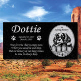 Personalized King Charles Cavalier Memorial - Granite Pet Memorial - 6x12 - Dottie