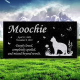 Personalized Cat Memorial - Granite Stone Pet Grave Marker - 6x12 - Moochie