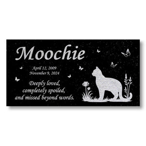 Personalized Cat Memorial - Granite Stone Pet Grave Marker - 6x12 - Moochie