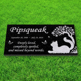 Personalized Cat Memorial - Granite Stone Pet Grave Marker - 6x12 - Pipsqueak