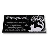 Personalized Cat Memorial - Granite Stone Pet Grave Marker - 6x12 - Pipsqueak