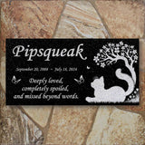 Personalized Cat Memorial - Granite Stone Pet Grave Marker - 6x12 - Pipsqueak