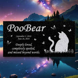 Personalized Cat Memorial - Granite Stone Pet Grave Marker - 6x12 - PooBear