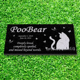 Personalized Cat Memorial - Granite Stone Pet Grave Marker - 6x12 - PooBear