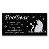 Personalized Cat Memorial - Granite Stone Pet Grave Marker - 6x12 - PooBear