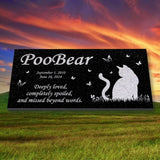 Personalized Cat Memorial - Granite Stone Pet Grave Marker - 6x12 - PooBear