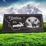 MONTANA STATE PLAQUE with a MOOSE IMAGE