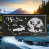 MONTANA STATE PLAQUE with a MOOSE IMAGE