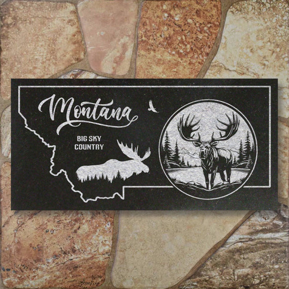 MONTANA STATE PLAQUE with MOOSE IMAGE