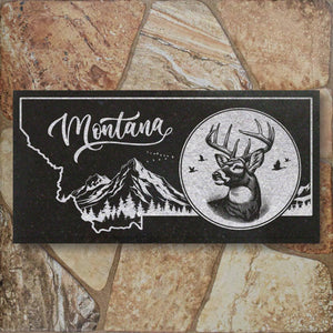 MONTANA STATE PLAQUE with a BUCKY DEER IMAGE