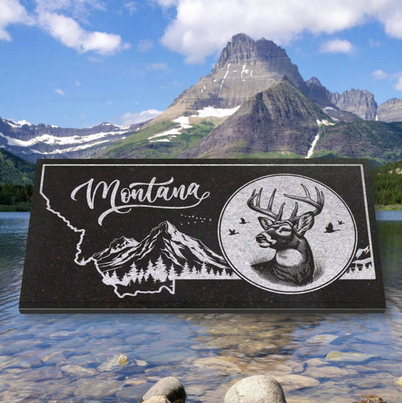 MONTANA STATE PLAQUE with a BUCKY DEER IMAGE
