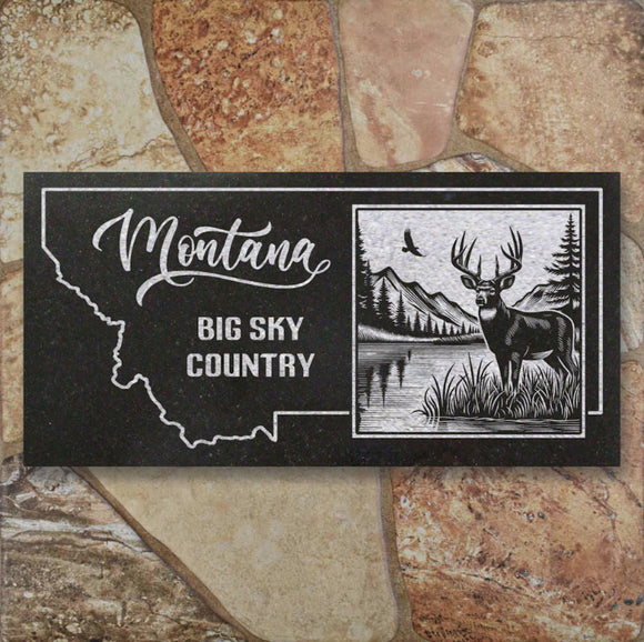 MONTANA STATE PLAQUE with a BUCKY DEER IMAGE