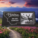 MONTANA STATE PLAQUE with a BUCKY DEER IMAGE