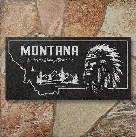 MONTANA STATE PLAQUE with a NATIVE AMERICAN IMAGE