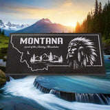 MONTANA STATE PLAQUE with a NATIVE AMERICAN IMAGE