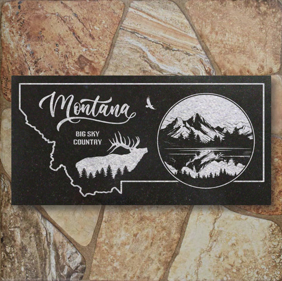 MONTANA STATE PLAQUE with an ELK SILHOUETTE