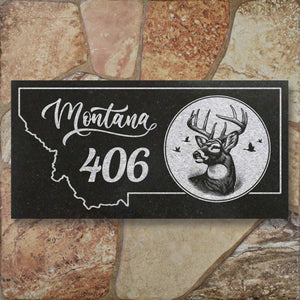 MONTANA STATE PLAQUE with a 406 - BUCKY DEER