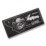 MONTANA STATE PLAQUE with a MOUNTAIN CABIN and SILHOUETTE of a MOOSE - HOME SWEET HOME