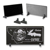 MONTANA STATE PLAQUE with a MOUNTAIN CABIN and SILHOUETTE of a MOOSE - HOME SWEET HOME