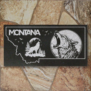 MONTANA STATE PLAQUE with a WOLF IMAGE