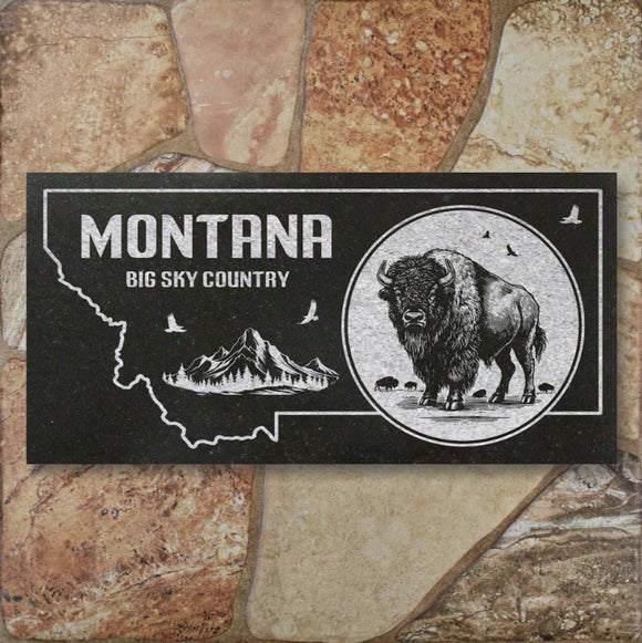 MONTANA STATE PLAQUE with a BUFFALO IMAGE