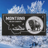 MONTANA STATE PLAQUE with a BUFFALO IMAGE