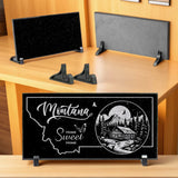 MONTANA STATE PLAQUE with a RUSTIC CABIN IMAGE