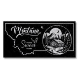 MONTANA STATE PLAQUE with a RUSTIC CABIN IMAGE