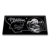 MONTANA STATE PLAQUE with a RUSTIC CABIN IMAGE