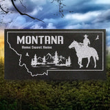 MONTANA STATE PLAQUE with a COWBOY SILHOUETTE