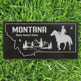 MONTANA STATE PLAQUE with a COWBOY SILHOUETTE