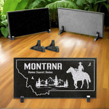 MONTANA STATE PLAQUE with a COWBOY SILHOUETTE