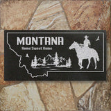 MONTANA STATE PLAQUE with a COWBOY SILHOUETTE