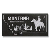 MONTANA STATE PLAQUE with a COWBOY SILHOUETTE