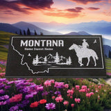 MONTANA STATE PLAQUE with a COWBOY SILHOUETTE