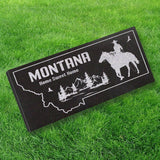 MONTANA STATE PLAQUE with a COWBOY SILHOUETTE