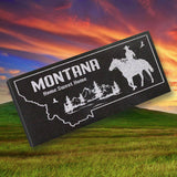 MONTANA STATE PLAQUE with a COWBOY SILHOUETTE