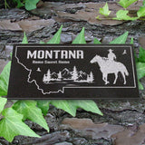 MONTANA STATE PLAQUE with a COWBOY SILHOUETTE