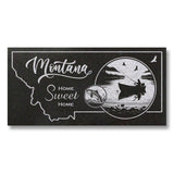 MONTANA STATE PLAQUE with a BOAT and FISHERMAN IMAGE