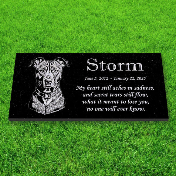 Personalized Terrier/Pitbull Memorial - Granite Pet Memorial - 6x12 - Storm