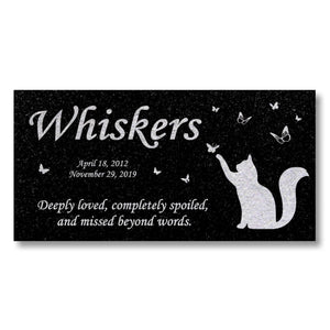 Personalized Cat Memorial - Granite Stone Pet Grave Marker - 6x12 - Whiskers