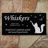Personalized Cat Memorial - Granite Stone Pet Grave Marker - 6x12 - Whiskers